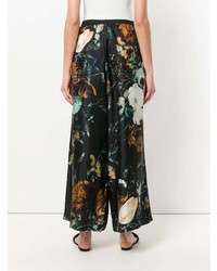 schwarze weite Hose mit Blumenmuster von Antonio Marras