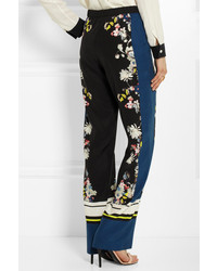 schwarze weite Hose mit Blumenmuster von Erdem