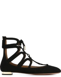 schwarze Wildleder Ballerinas von Aquazzura