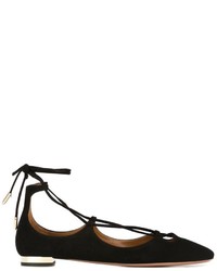 schwarze Wildleder Ballerinas von Aquazzura