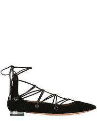 schwarze Wildleder Ballerinas von Aquazzura