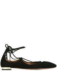 schwarze Wildleder Ballerinas von Aquazzura