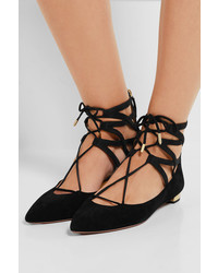 schwarze Wildleder Ballerinas von Aquazzura