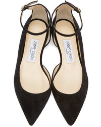 schwarze Wildleder Ballerinas von Jimmy Choo