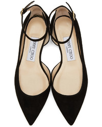 schwarze Wildleder Ballerinas von Jimmy Choo