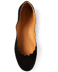 schwarze Wildleder Ballerinas von Chloé