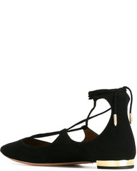 schwarze Wildleder Ballerinas von Aquazzura