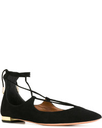 schwarze Wildleder Ballerinas von Aquazzura