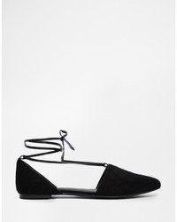 schwarze Wildleder Ballerinas von Asos