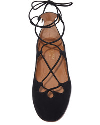 schwarze Wildleder Ballerinas von Aquazzura