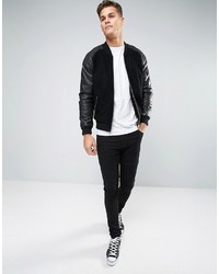 schwarze Wildleder Bomberjacke von Asos