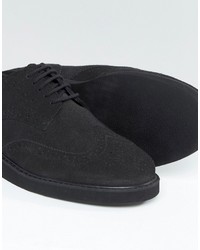 schwarze Wildleder Brogues von Fred Perry