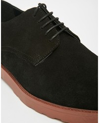 schwarze Wildleder Derby Schuhe von Asos