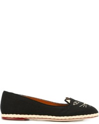 schwarze Wildleder Espadrilles von Charlotte Olympia