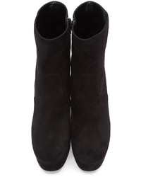 schwarze Wildleder mittelalte Stiefel von Saint Laurent