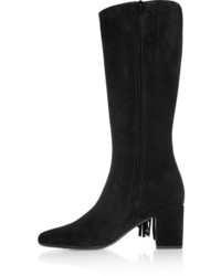 schwarze Wildleder mittelalte Stiefel von Saint Laurent