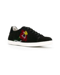 schwarze Wildleder niedrige Sneakers mit Blumenmuster von Emporio Armani