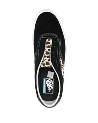 schwarze Wildleder niedrige Sneakers mit Leopardenmuster von Vans