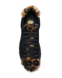 schwarze Wildleder niedrige Sneakers mit Leopardenmuster von Mr & Mrs Italy