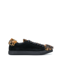 schwarze Wildleder niedrige Sneakers mit Leopardenmuster von Mr & Mrs Italy