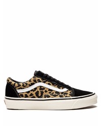 schwarze Wildleder niedrige Sneakers mit Leopardenmuster von Vans