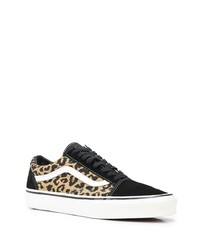 schwarze Wildleder niedrige Sneakers mit Leopardenmuster von Vans