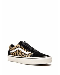 schwarze Wildleder niedrige Sneakers mit Leopardenmuster von Vans