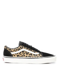 schwarze Wildleder niedrige Sneakers mit Leopardenmuster von Vans