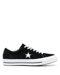 schwarze Wildleder niedrige Sneakers mit Sternenmuster von Converse