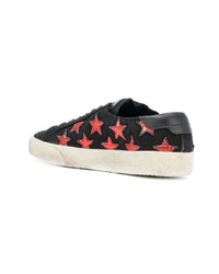schwarze Wildleder niedrige Sneakers mit Sternenmuster von Saint Laurent