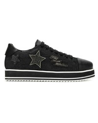 schwarze Wildleder niedrige Sneakers mit Sternenmuster von Mara Mac