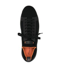 schwarze Wildleder niedrige Sneakers von Santoni