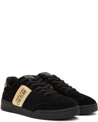 schwarze Wildleder niedrige Sneakers von VERSACE JEANS COUTURE