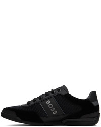 schwarze Wildleder niedrige Sneakers von BOSS