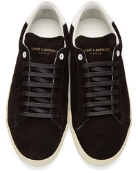 schwarze Wildleder niedrige Sneakers von Saint Laurent