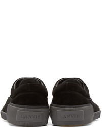 schwarze Wildleder niedrige Sneakers von Lanvin