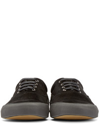 schwarze Wildleder niedrige Sneakers von Lanvin