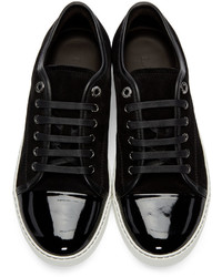 schwarze Wildleder niedrige Sneakers von Lanvin