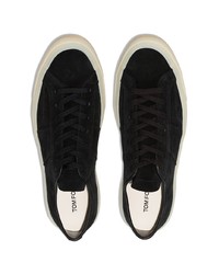 schwarze Wildleder niedrige Sneakers von Tom Ford