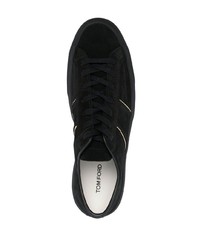 schwarze Wildleder niedrige Sneakers von Tom Ford