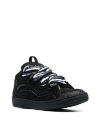 schwarze Wildleder niedrige Sneakers von Lanvin