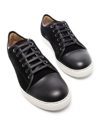 schwarze Wildleder niedrige Sneakers von Lanvin