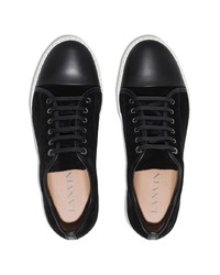 schwarze Wildleder niedrige Sneakers von Lanvin