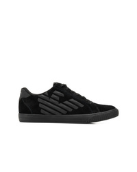 schwarze Wildleder niedrige Sneakers von Ea7 Emporio Armani