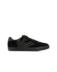 schwarze Wildleder niedrige Sneakers von Ea7 Emporio Armani