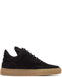 schwarze Wildleder niedrige Sneakers von Filling Pieces