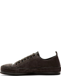 schwarze Wildleder niedrige Sneakers von Ann Demeulemeester