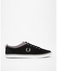 schwarze Wildleder niedrige Sneakers von Fred Perry