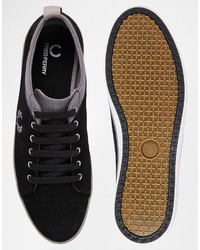 schwarze Wildleder niedrige Sneakers von Fred Perry