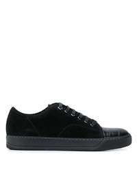 schwarze Wildleder niedrige Sneakers von Lanvin